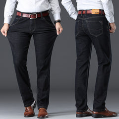 High-elasticity Loose-fit Straight-leg Plus-size Jeans For Men