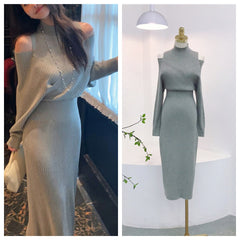 Vintage Soft Off-shoulder Womens Dress