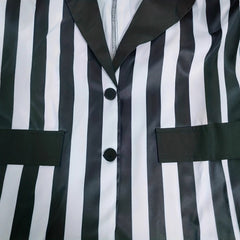Womens Striped Slim-Fit Lapel Long-Sleeve Jacket