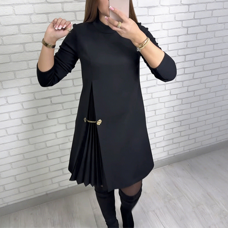 Short-sleeve Solid-color Chic Cropped Dress