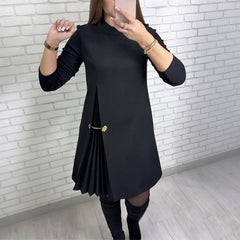 Short-sleeve Solid-color Chic Cropped Dress