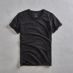 New Bamboo-Stripe Cotton Mens Short-Sleeve T-Shirt