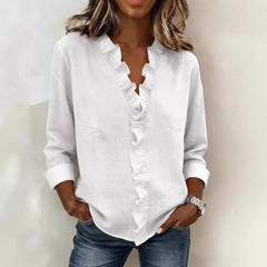 Ruffled Long Sleeve Cotton Shirt