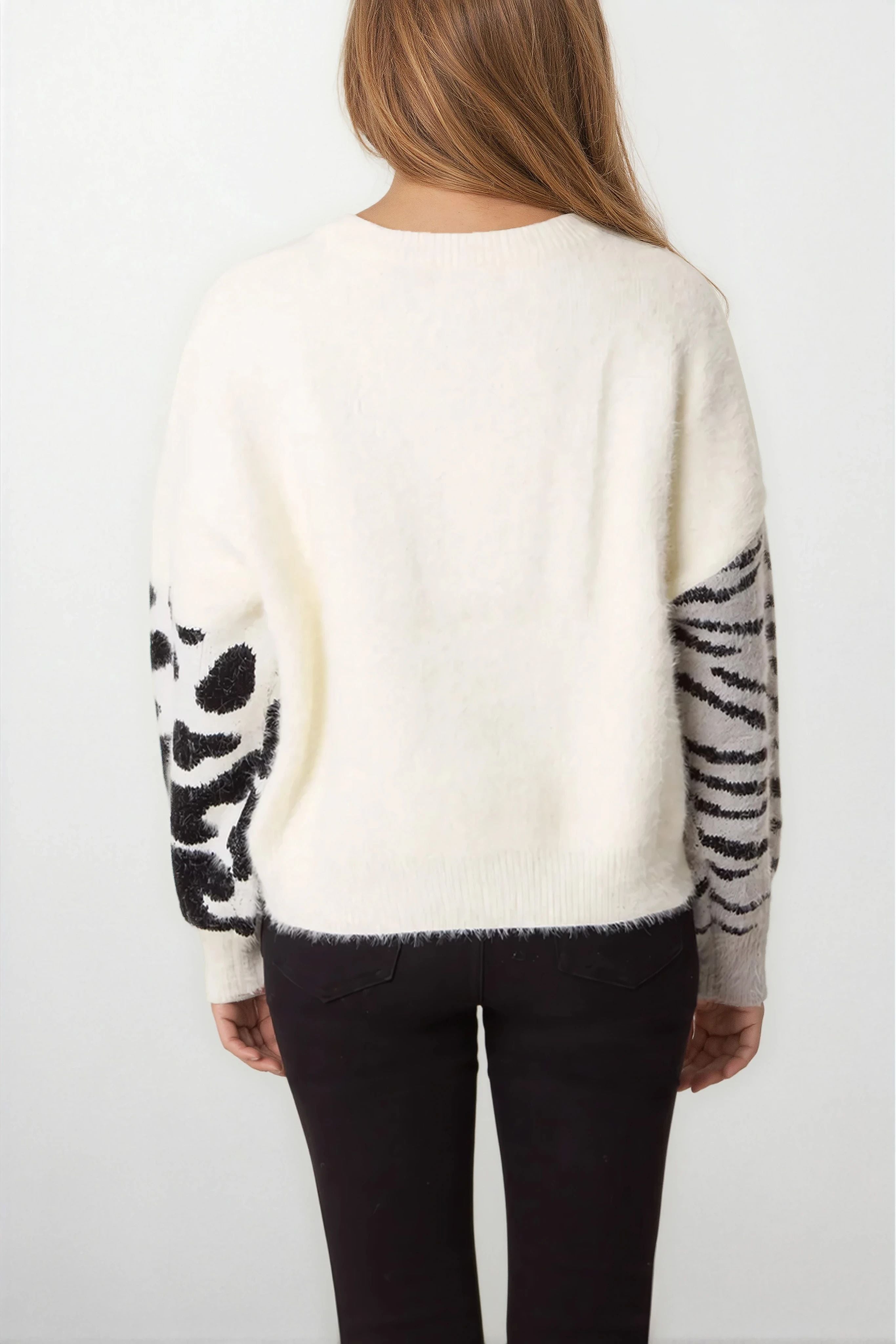 Ivory Mixed Animal Pattern Knit Jumper