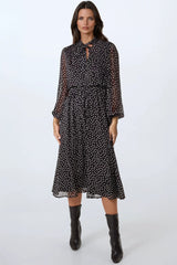 Black Polka Dot Midi Dress