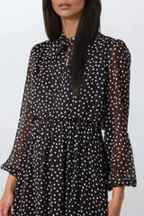 Black Polka Dot Midi Dress