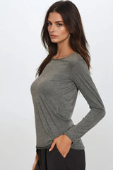 Charcoal Round Neck Long Sleeve Top