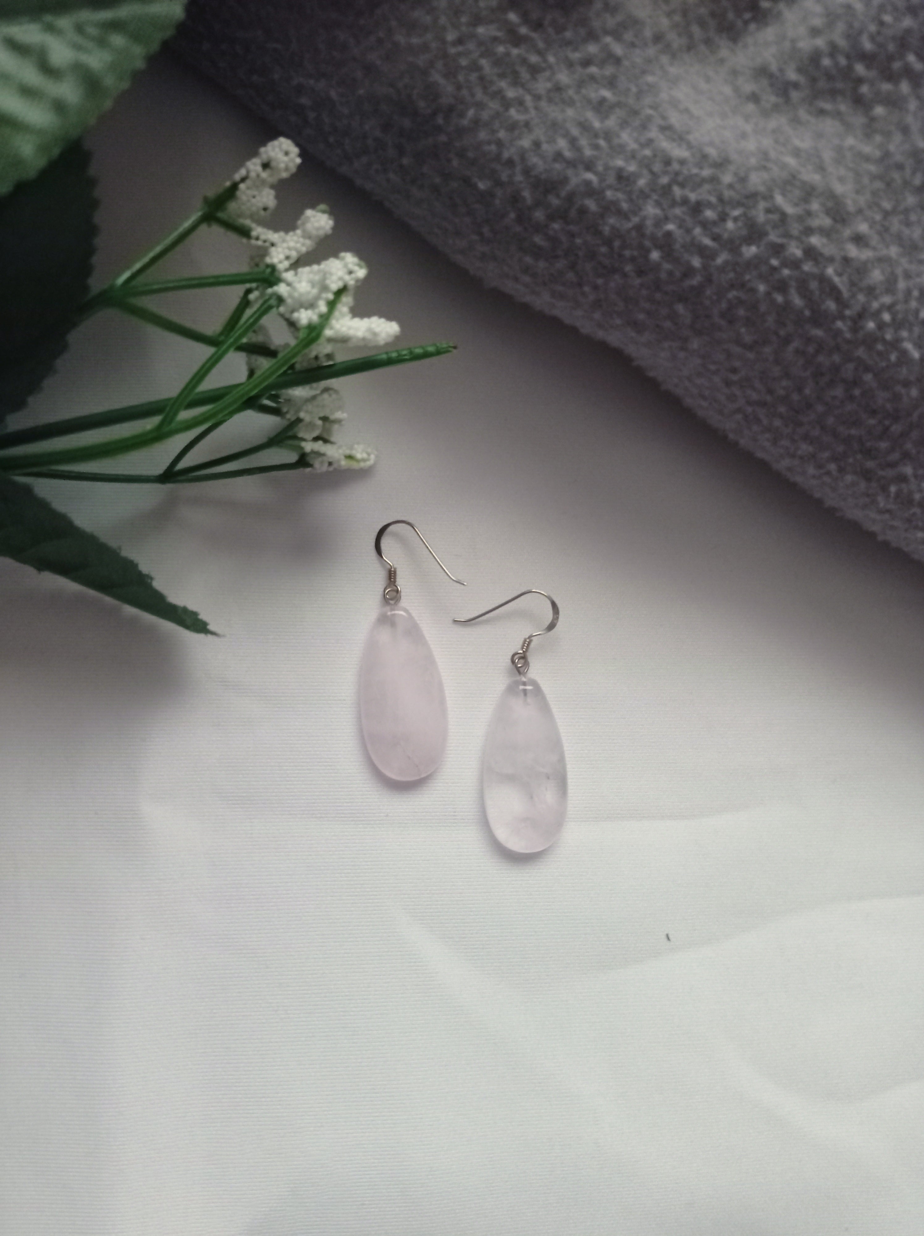 Rose Quartz Sterling Silver Earrings, Rose Quartz Earrings, Rose Quartz Drop Earrings | by nlanlaVictory