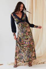 Hand painted Long Sleeve Maxi Dress