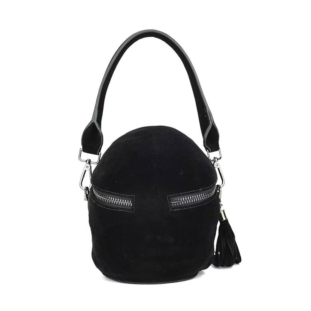 3D Bags Black Suede Skull Cross Body Shoulder Bag Mini Handle Handbags