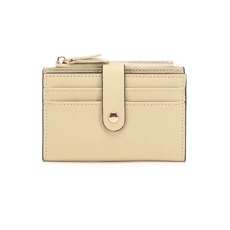 NNEDSZ 3 PCS Wallets Apricot Women's Small Zipper Snap Card Wallet, Ladies PU Leather Credit Card Holder with Coin Pocke