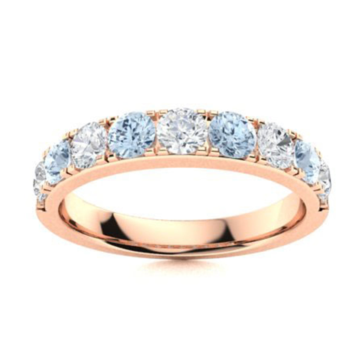 Aquamarine Half Eternity Rings – Sterling Silver