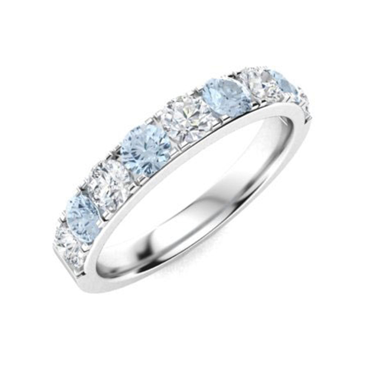 Aquamarine Half Eternity Rings – Sterling Silver