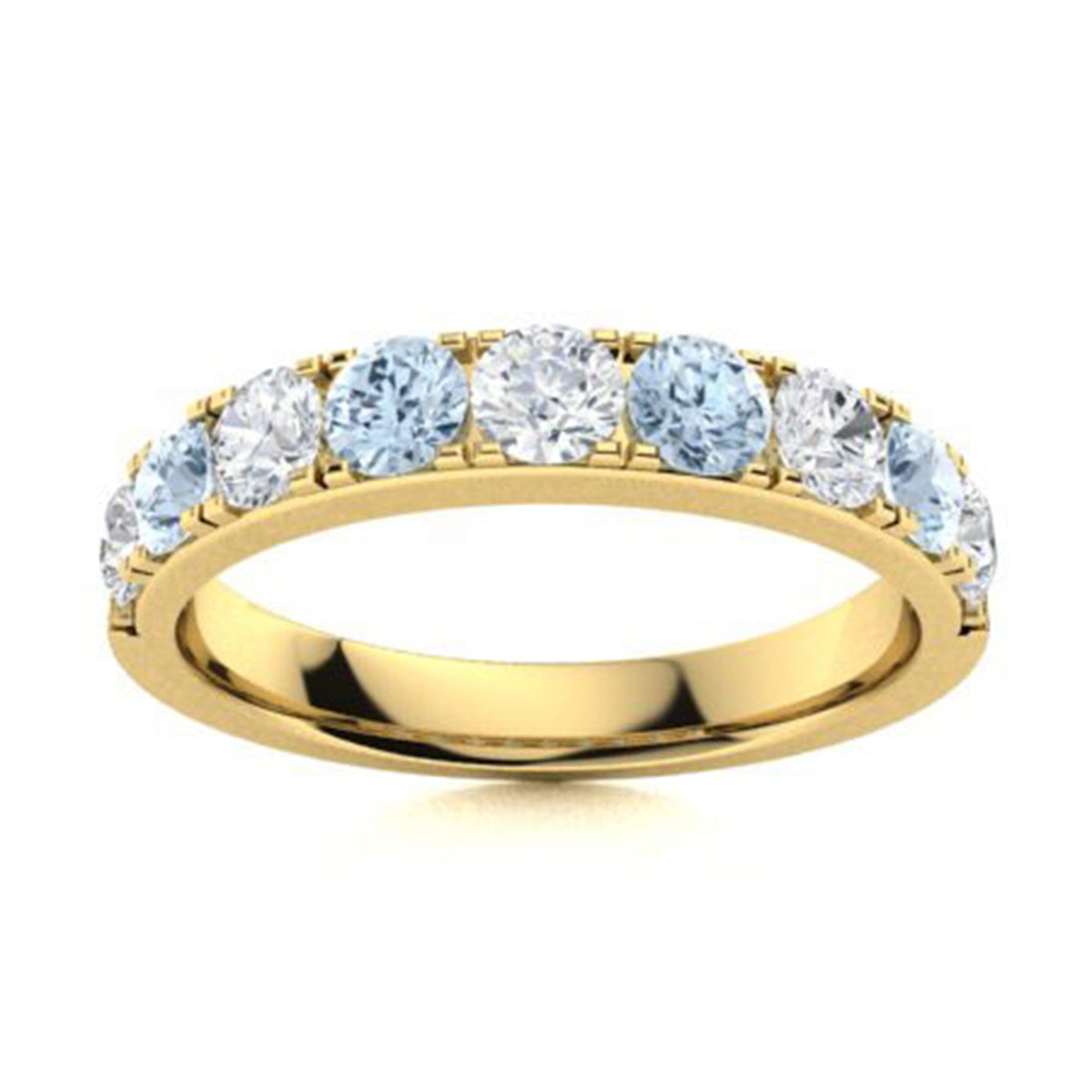Aquamarine Half Eternity Rings – Sterling Silver