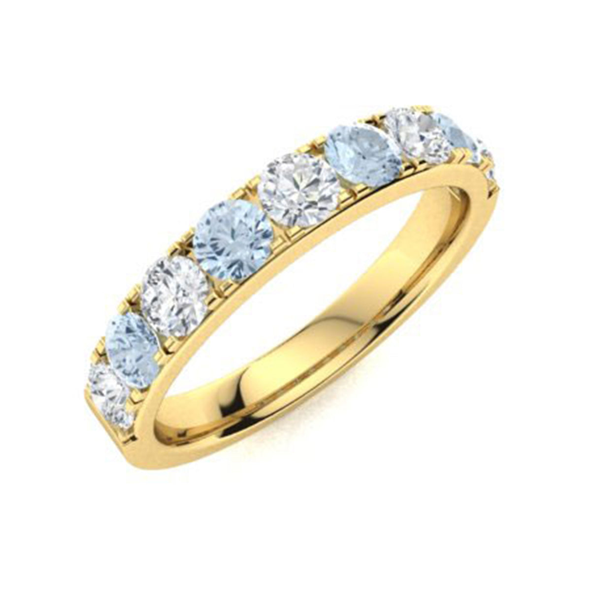 Aquamarine Half Eternity Rings – Sterling Silver