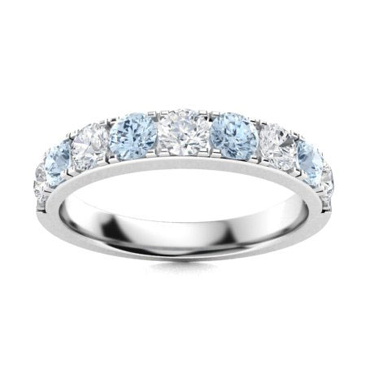 Aquamarine Half Eternity Rings – Sterling Silver