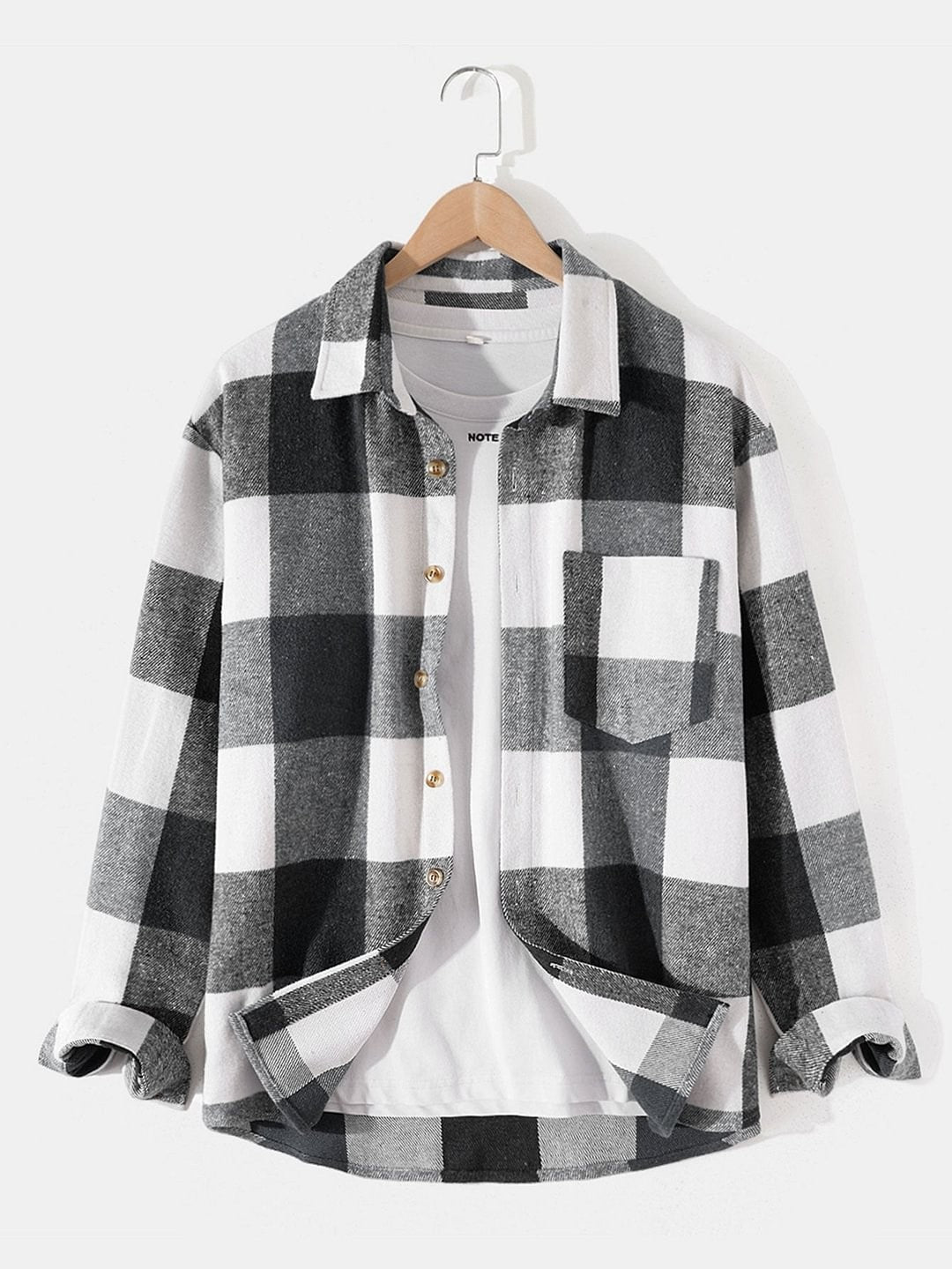 New Mens Plaid Comfortable Long-sleeve Shirt With A Relaxed Fit
