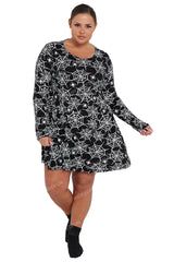 Women's Spider Printed Black Swing Dress costume