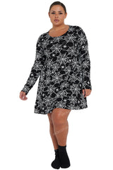 Women's Spider Printed Black Swing Dress costume