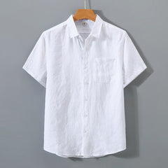 Mens Pure Linen Short Sleeve Shirt