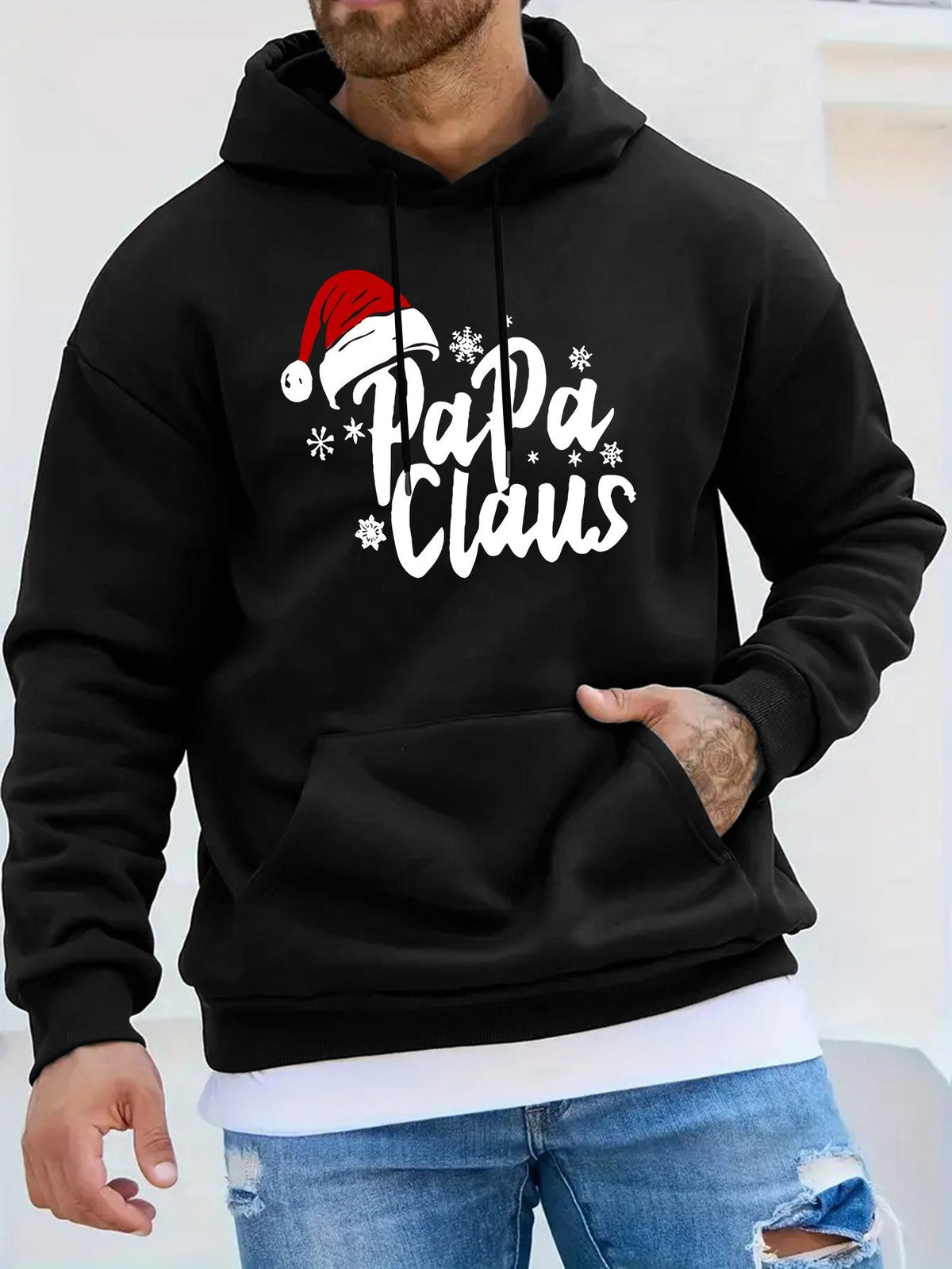 3D Floral Christmas Hat Letter-Print Top