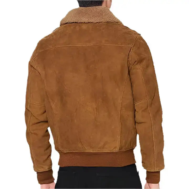 Men’s Brown Suede Leather Aviator Jacket