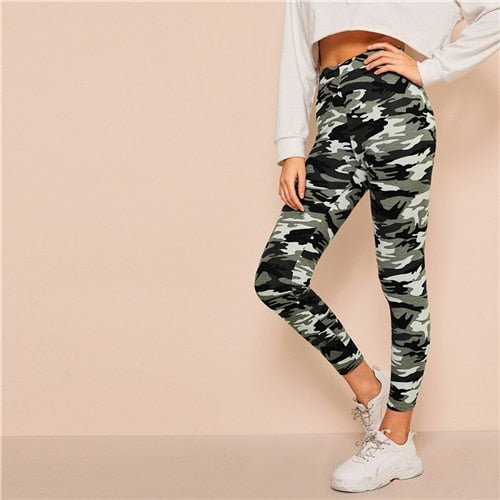 Camo Print Leggings Women Leggings Casual Style Spring Summer Autumn Stretchy Fitness Crop Leggings