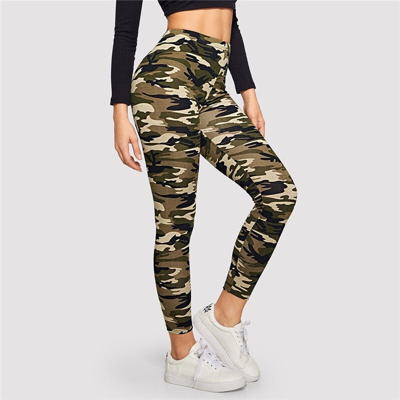 Camo Print Leggings Women Leggings Casual Style Spring Summer Autumn Stretchy Fitness Crop Leggings
