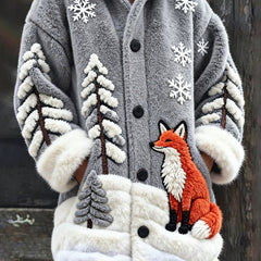 Halloween Animal 3D-Printed Casual Hooded Cape Coat