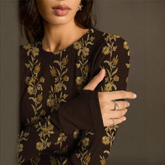 New Womens Retro Floral-print Knit Slim-fit