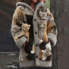 Womens Casual Hoodie Cloak With 3D Patterned Print