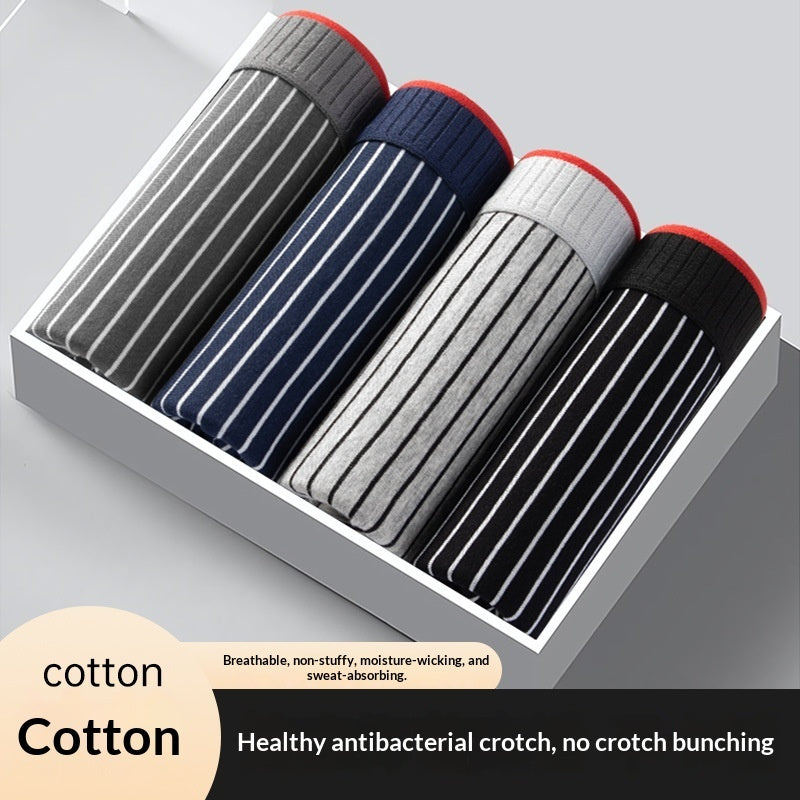 Mens Long-staple Cotton Antibacterial Boxer Briefs Skin-friendly