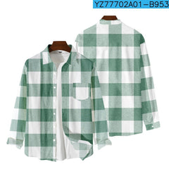 New Mens Plaid Comfortable Long-sleeve Shirt With A Relaxed Fit