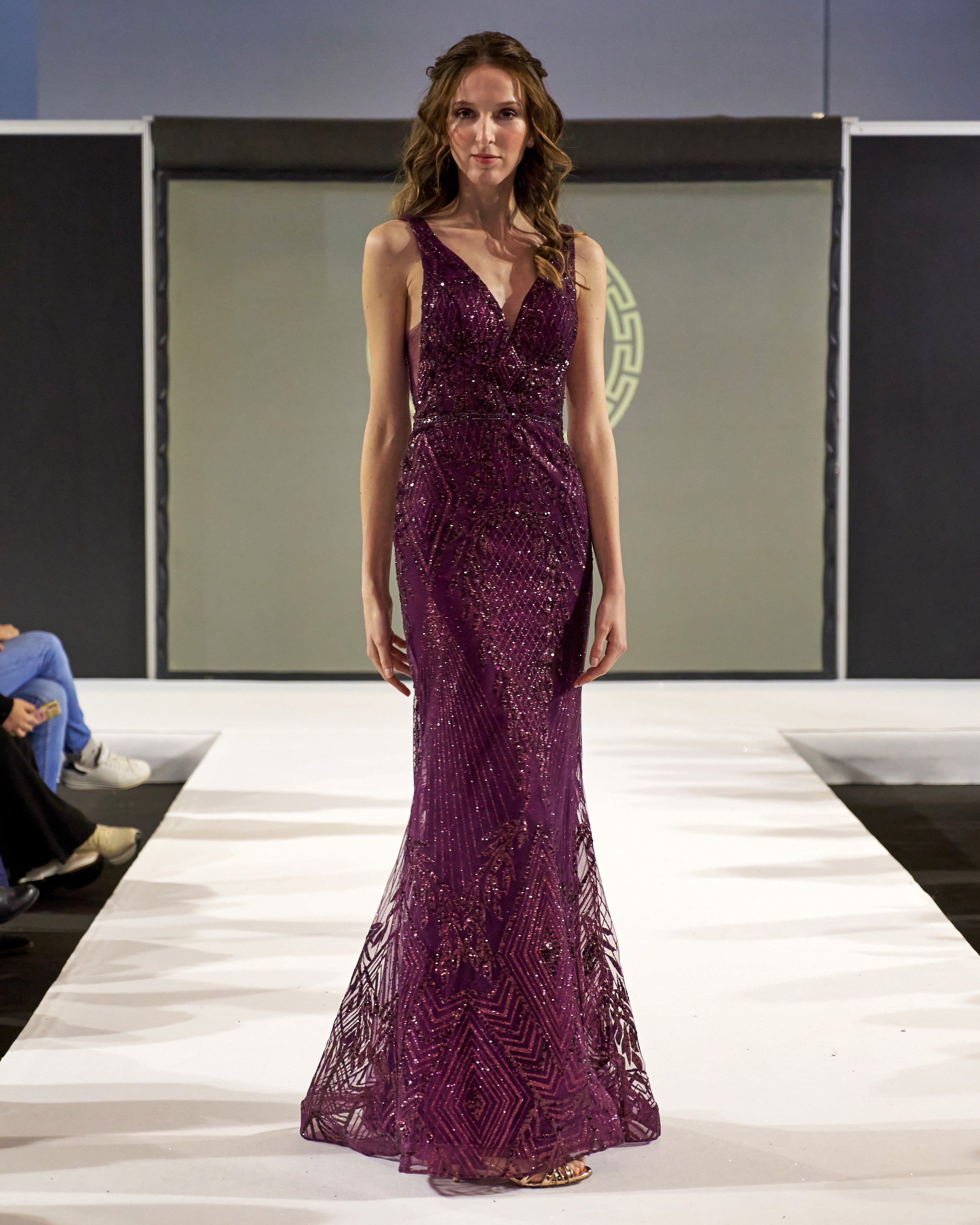 Lisandra Merlot Glitter Lace " evening dresses"