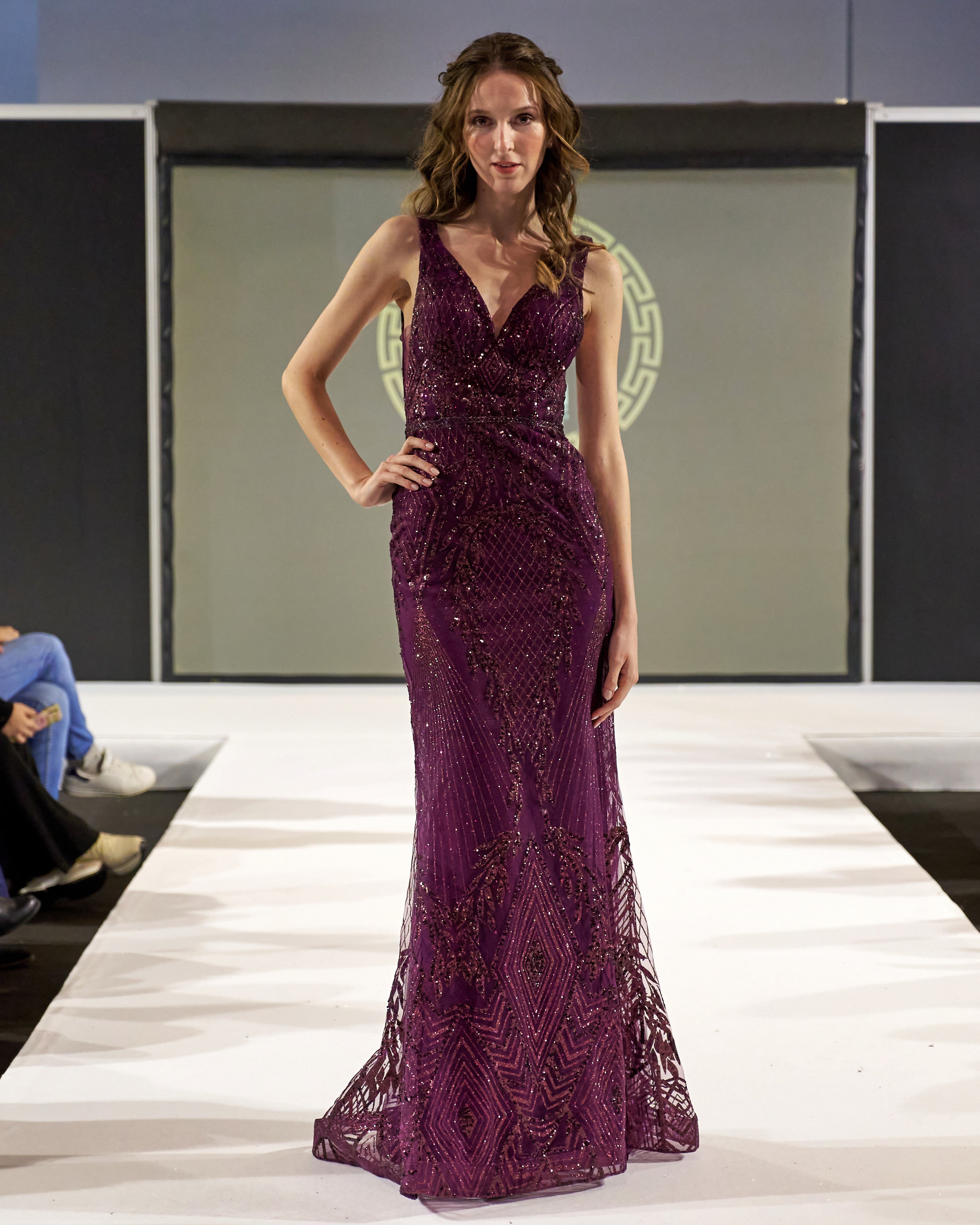 Lisandra Merlot Glitter Lace " evening dresses"