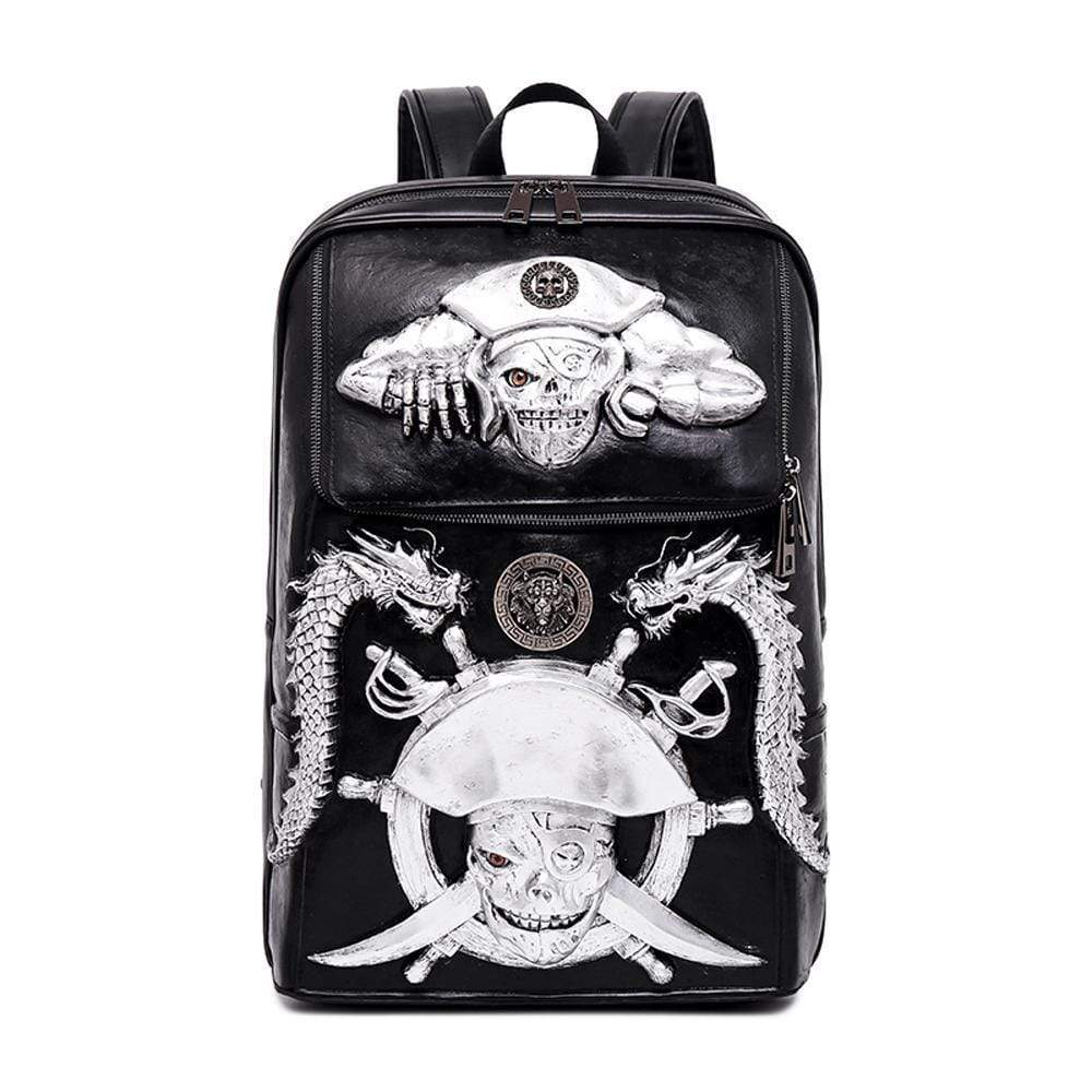 Halloween Skull Backpack 3D Pirate Captain 14"Laptop Computer Handbags Knapsack