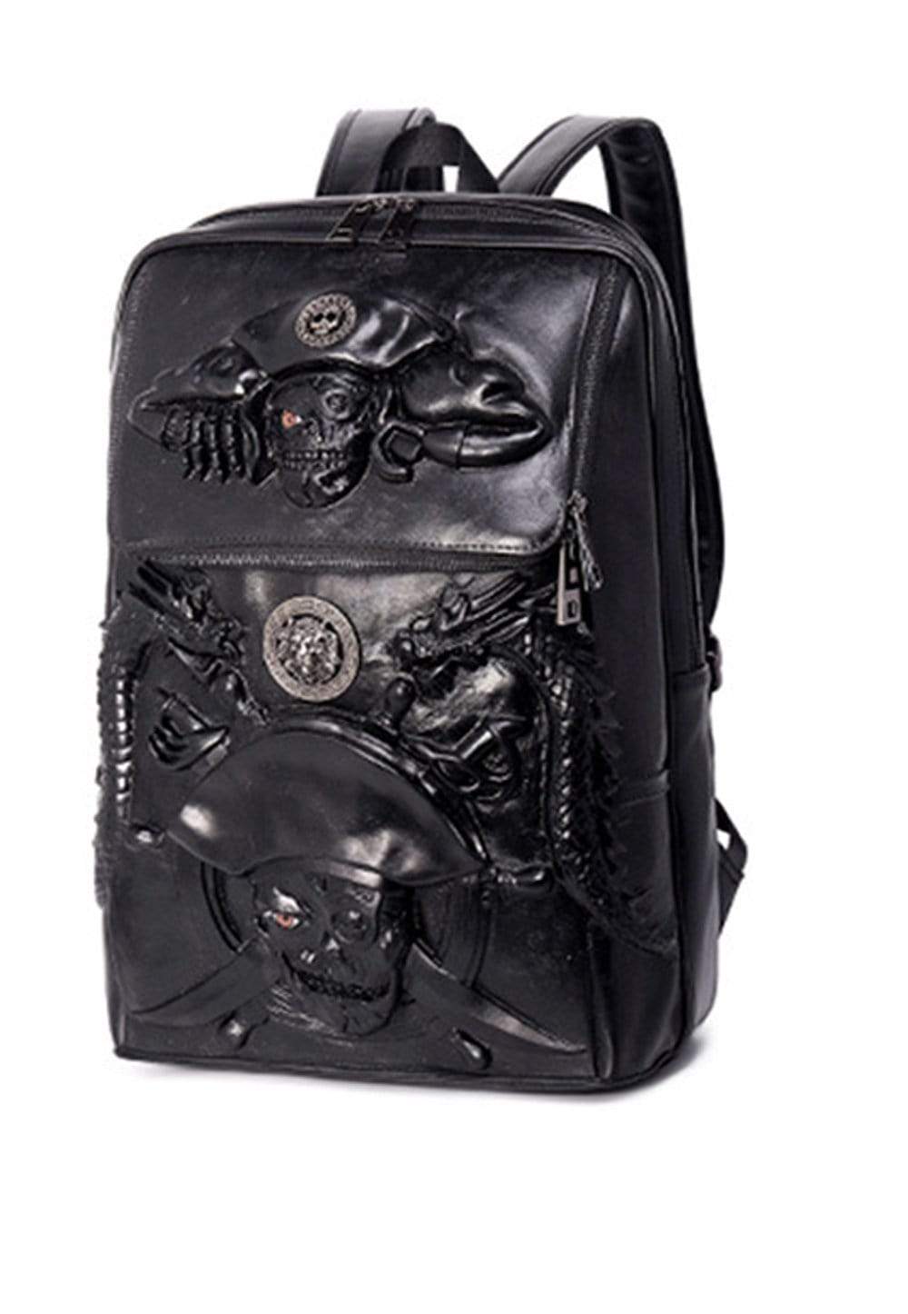 Halloween Skull Backpack 3D Pirate Captain 14"Laptop Computer Handbags Knapsack