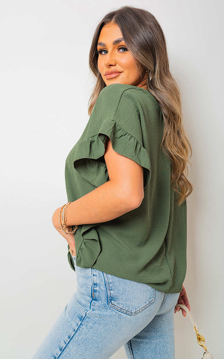 Frill Sleeve Top-0