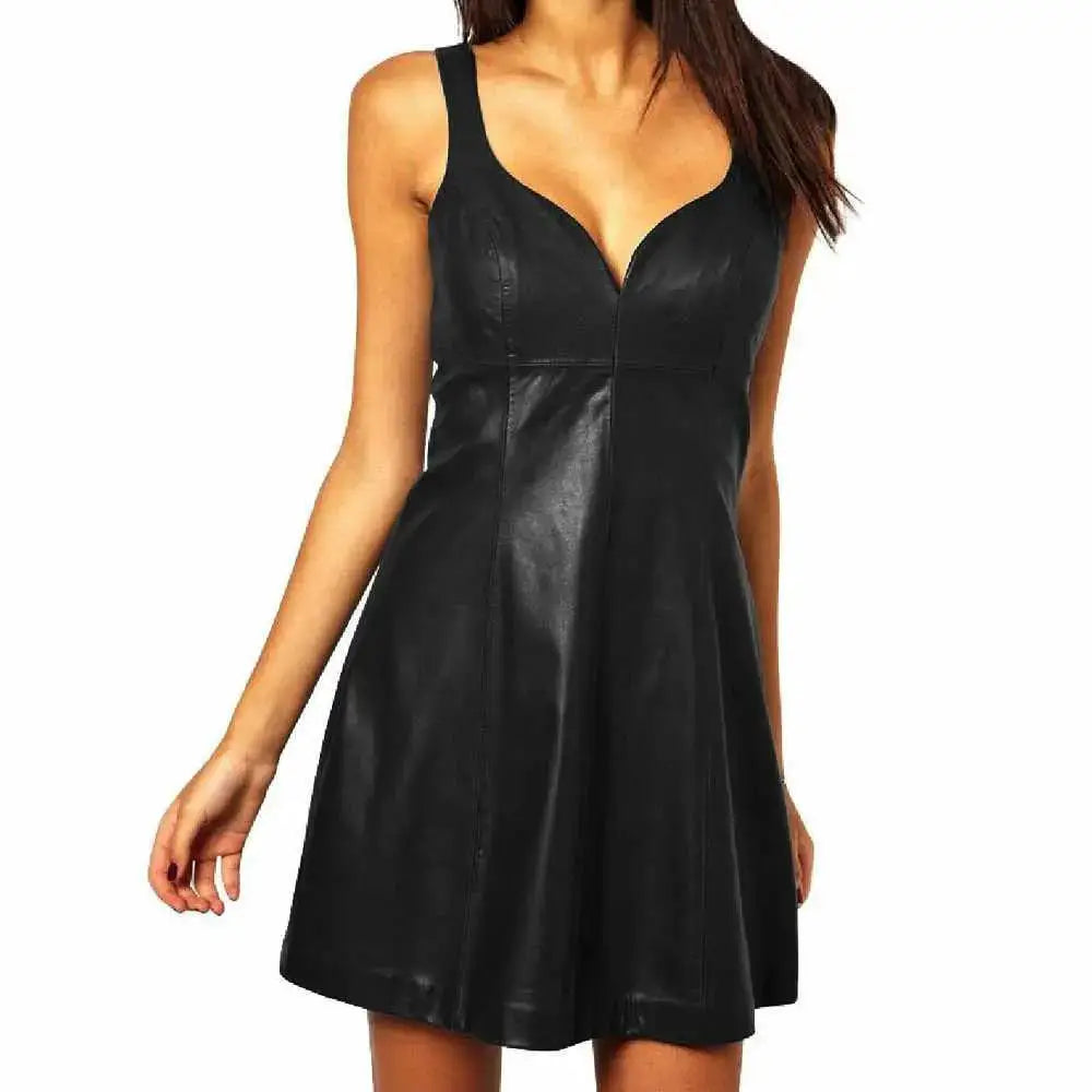Women’s Midnight Black Leather Mini Dress