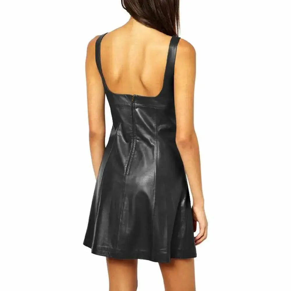 Women’s Midnight Black Leather Mini Dress