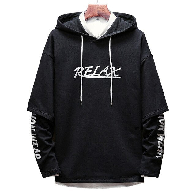 Men Hip Hop Fake two-piece Hoodies Sweatshirt Letter Harajuku Styles Hoodie Magic Casual Pullover Sweatshirt sudadera hombre