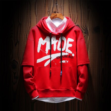 Men Hip Hop Fake two-piece Hoodies Sweatshirt Letter Harajuku Styles Hoodie Magic Casual Pullover Sweatshirt sudadera hombre