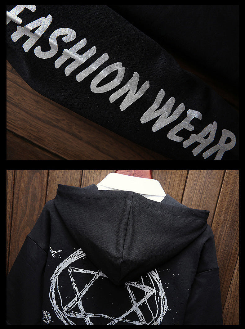 Men Hip Hop Fake two-piece Hoodies Sweatshirt Letter Harajuku Styles Hoodie Magic Casual Pullover Sweatshirt sudadera hombre