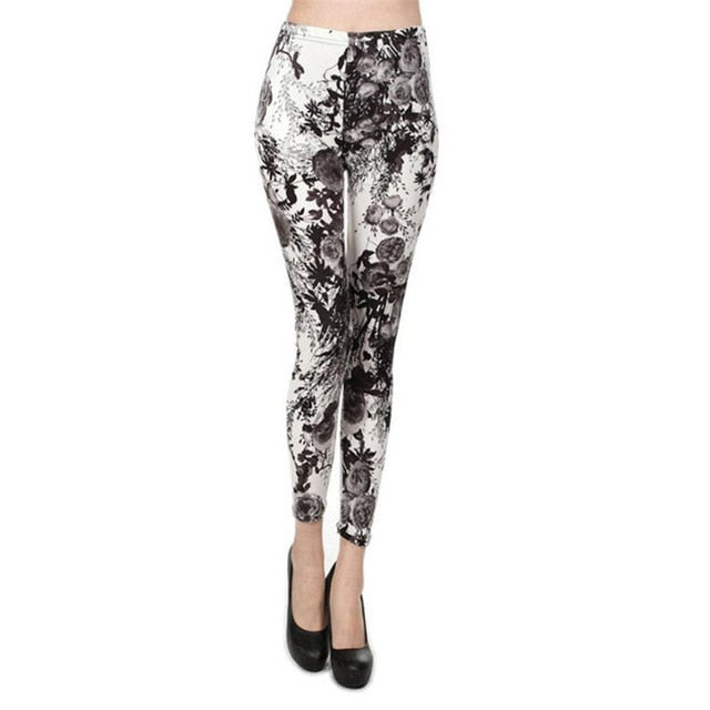 Fashion Girl Legging Spandex Aptitud Print Floral Leggings Leggins Milk Silk
