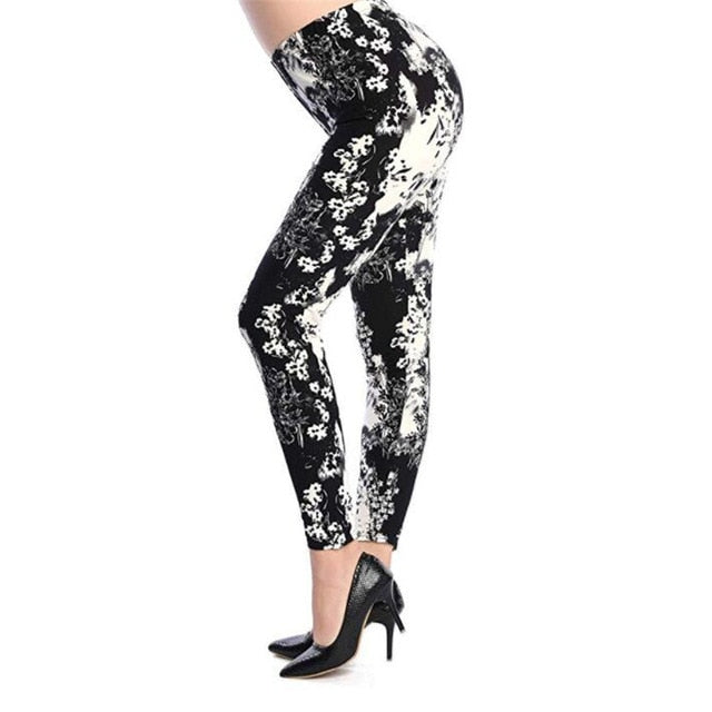 Fashion Girl Legging Spandex Aptitud Print Floral Leggings Leggins Milk Silk