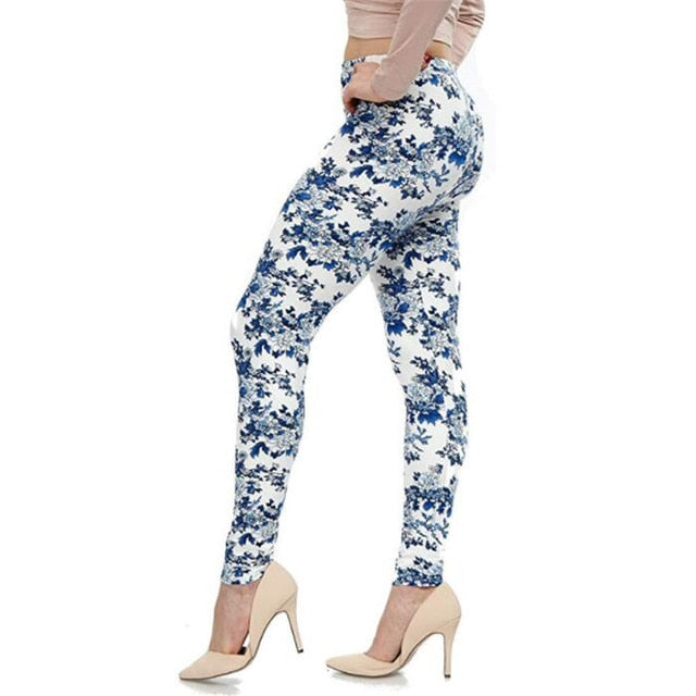Fashion Girl Legging Spandex Aptitud Print Floral Leggings Leggins Milk Silk