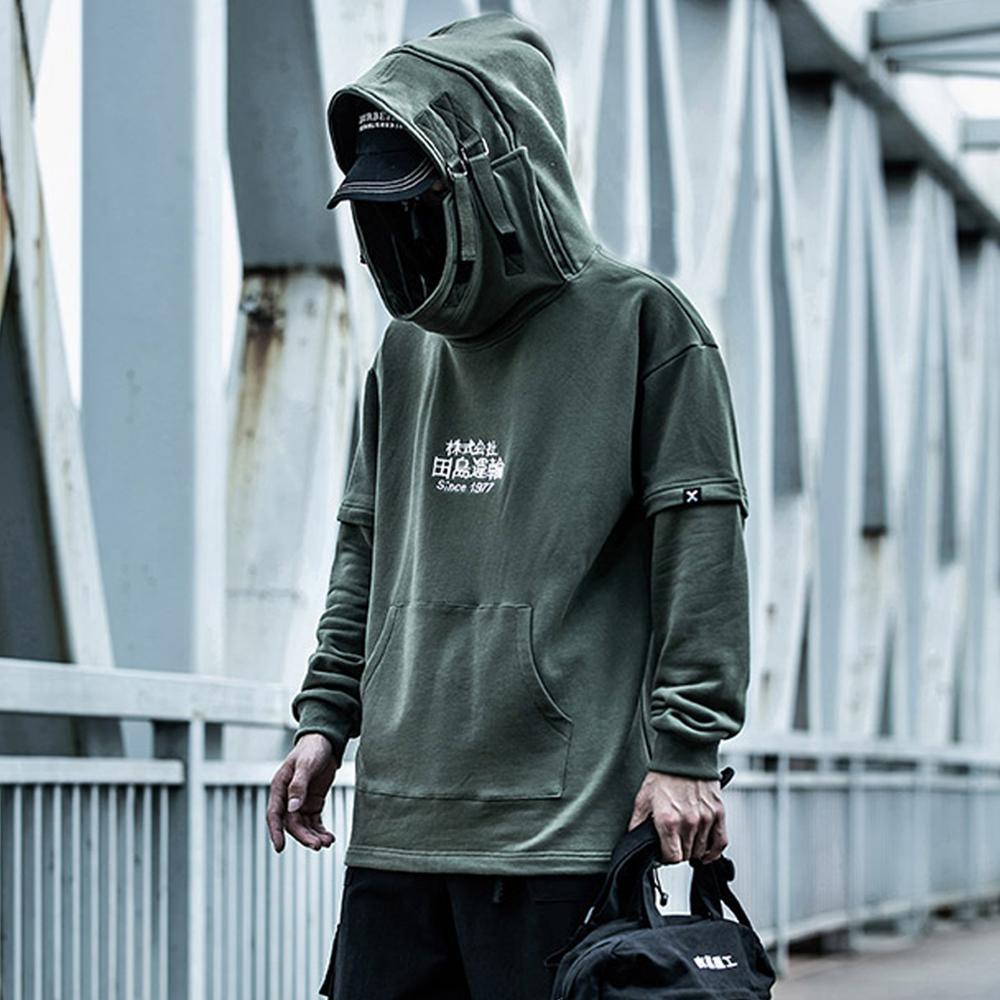 Embroidery Harajuku Hoodie Mens Casual Japanese Streetwear Hoodies Hip Hop Sweatshirts Man Pullovers Outerwear