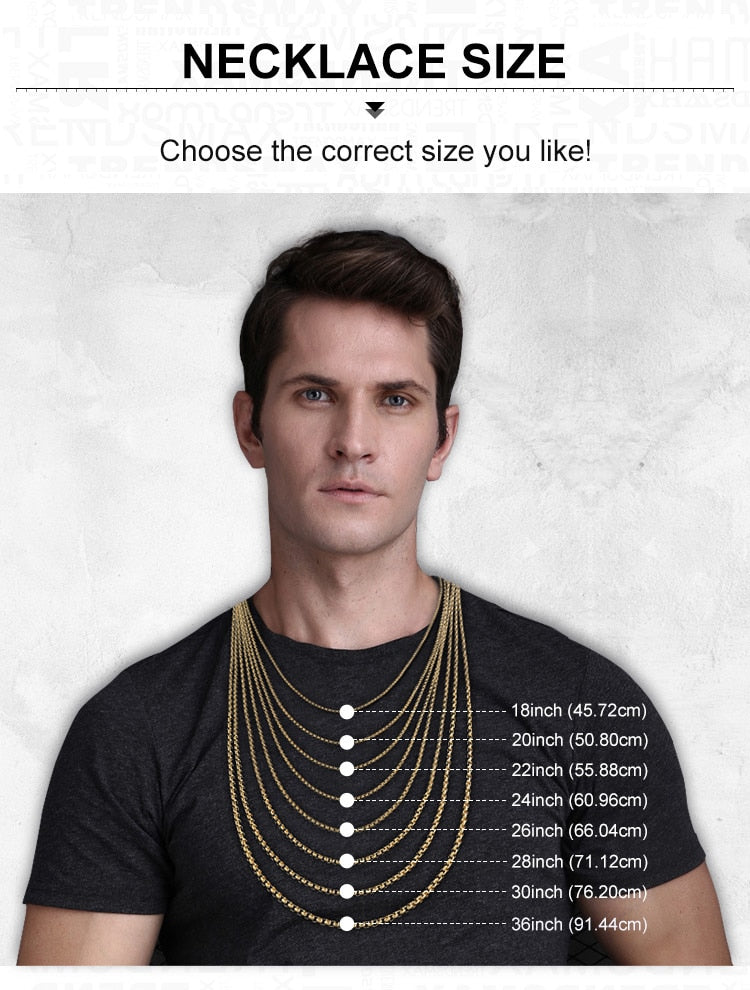 Width 2mm Round Box Chain Necklaces For Women Men Gold Stainless Steel Necklace Never Fade Wholesale Jewelry