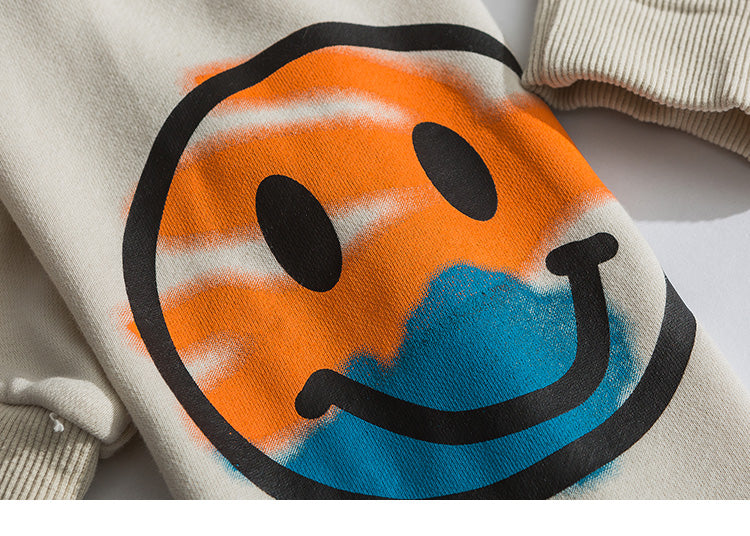 Men Hip Hop Hoodie Sweatshirt Streetwear Harajuku Graffiti Hoodie Pullover Face HipHop Loose Hoodie Skateboard Autumn