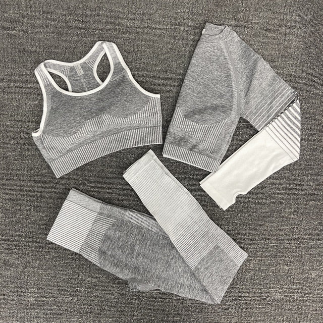 Seamless Gym Yoga Set For Women Fitness Bra Short Shirt Top Leggings Shorts Tracksuit Running Workout Sports Suit Hips Lifting